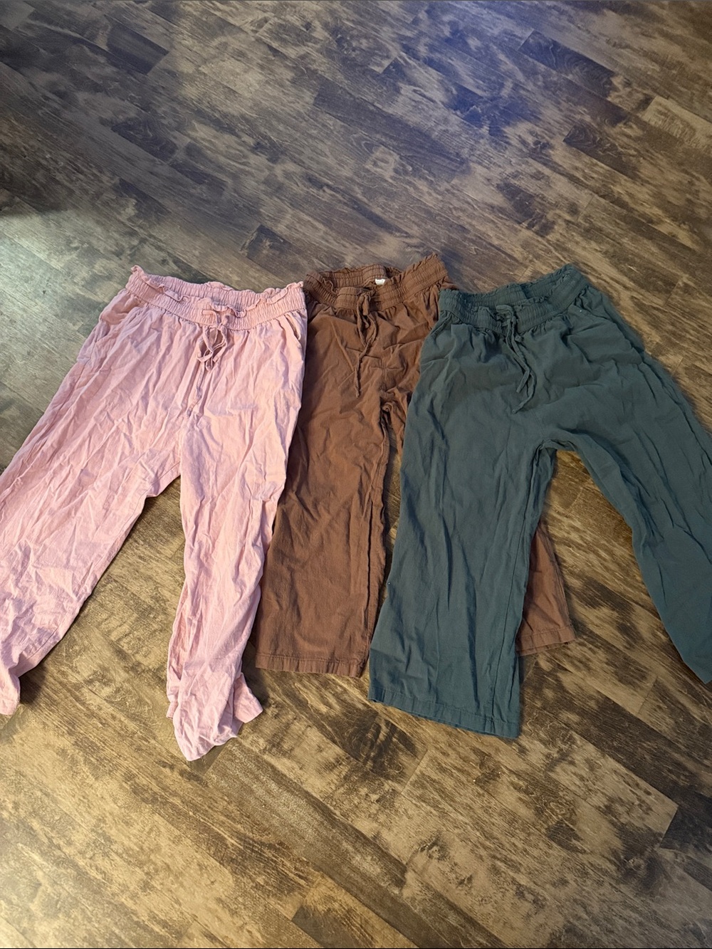 Bundle of 3- Linen Pants - Pink, Brown, Green